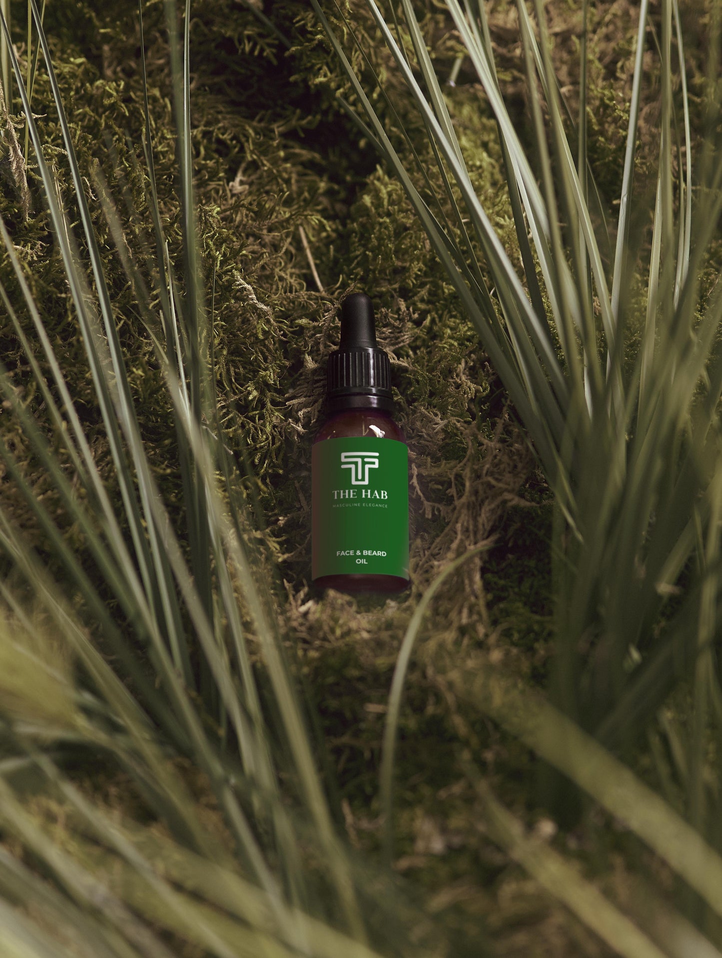 The HAB Beard and Face Oil in grass