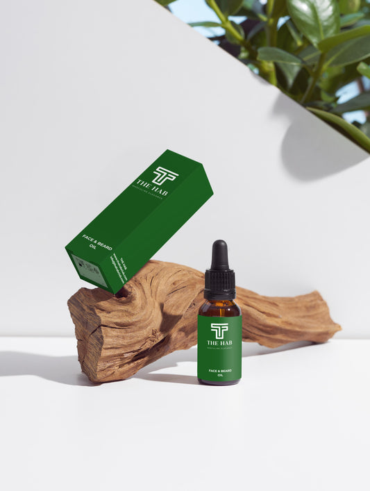 The HAB Beard and Face oil with white background